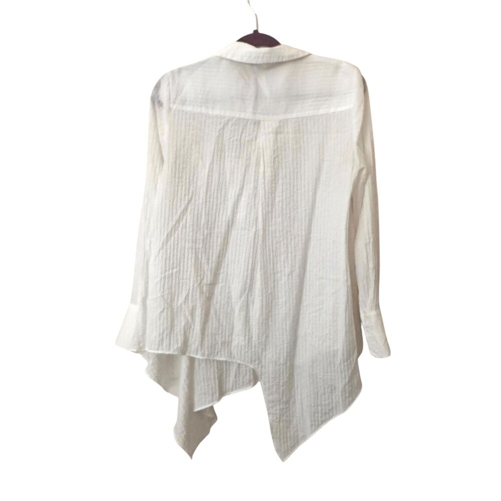Zara Draped Button Down Oversized Blouse White Me… - image 2
